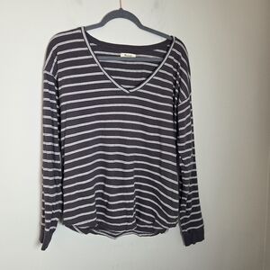 Madewell Gray Striped Long Sleeve T-Shirt
